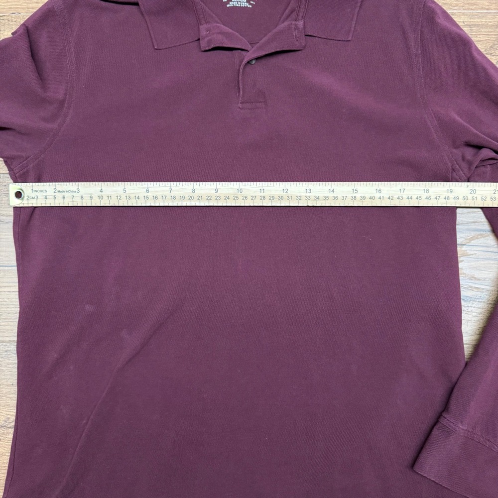 UNTUCKit Mens Medium Long Sleeve Pima Knit Polo Shirt Burgundy Preppy Casual - Picture 4 of 5